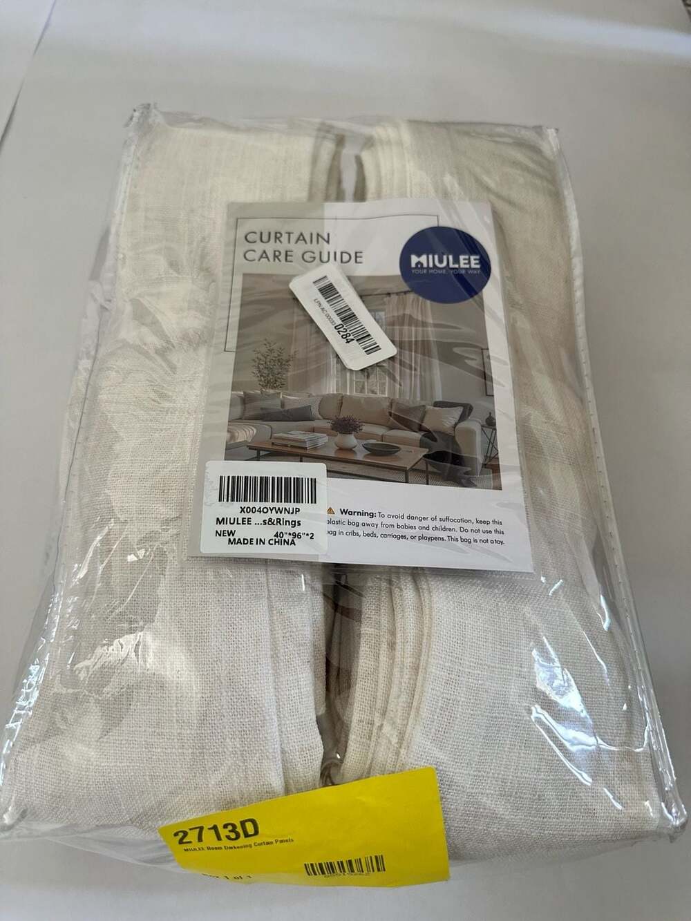 Miulee Room Darkening Curtain Panels(2) Size 40"x96" White